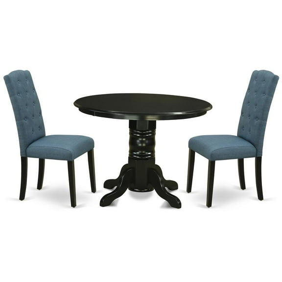 East West Furniture Dining Room Set Black, SHCE3-BLK-21