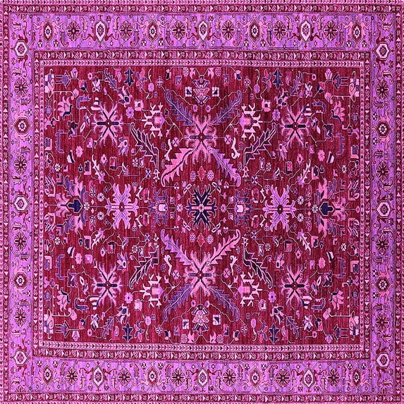 Ahgly Company Indoor Square Oriental Pink Industrial Area Rugs, 5' Square