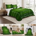 thumbnail image 6 of Quilts Twin XL Size Bedding Set, Green Football Field Lightweight Quilted Comforter, Center Circle Soccer Ball Soft Reversible Bedspread Coverlet with Pillow Covers for All Season, 68" x 98", 6 of 9