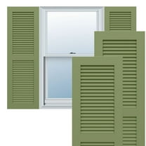 Ekena Millwork 12"W x 73"H True Fit PVC Two Equal Louver Shutters, Moss Green (Per Pair - Hardware Not Included)