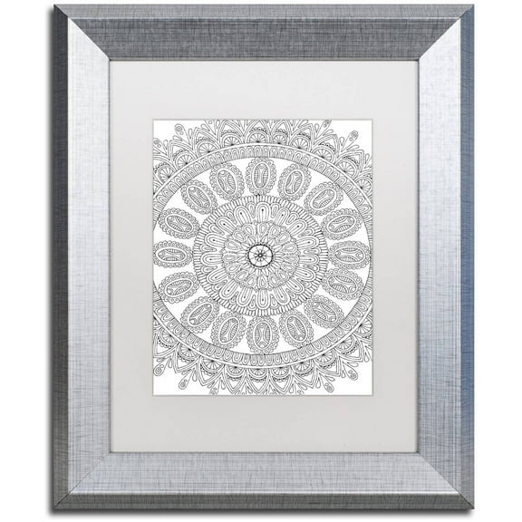 Trademark Fine Art "Mandala" Canvas Art by Hello Angel, White Matte, Silver Frame
