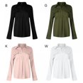 thumbnail image 7 of EFINNY Women's Long Sleeve Button Up Shirts Casual Classic Work Office Blouse Turn Down Collar Top Shirt With Pockets, 7 of 7