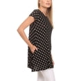 thumbnail image 2 of Women's Short Sleeve Polka Dot Round Neck Casual Pockets Blouse Top, 2 of 5