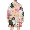 thumbnail image 2 of Wearable Oversized Blanket,Bernese Mountain Dogs with Pioneer Flower Wearable Blanket Hoodie for Adults,Cozy Hooded Blankets with Super Pockets,Super Warm Fuzzy Pullover for Women & Men, 2 of 6