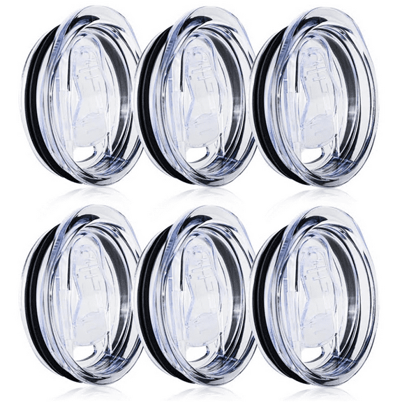 6Pcs 20 oz Skinny Replacement Lids Tumbler Replacement Lids Plastic Splash Resistant Lids Covers Spill Proof Skinny Tumbler Lid Cup Covers Clear Color