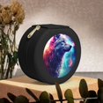 thumbnail image 6 of Yiaed Starry Multicolored Wolf Print Travel Jewelry Case Bridesmaid Gift Boxes Jewelry Travel Organizer Small Round Jewelry Box Mini Storage-Black, 6 of 7
