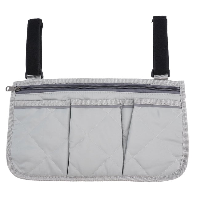 1 Pce Sac Latéral pour Chaise Sac de Rangement pour Accoudoir de Chaise de Camping Sac Latéral pour Fauteuil Roulant avec Bande Réfléchissante Accessoires Pratiques Gris