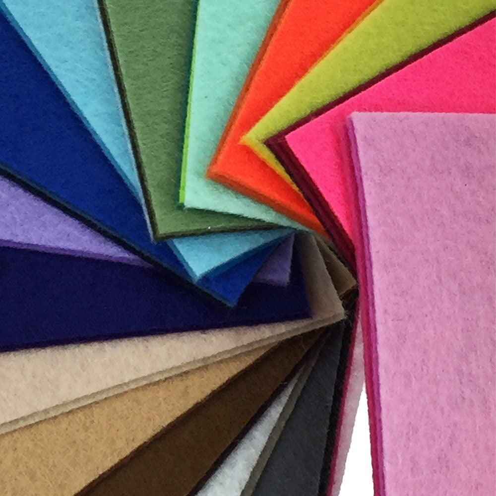 44PCS 4 x 4 inches (10 x10cm) Assorted Color Felt Fabric Sheets Patchwork Sewing DIY Craft 1mm Thick