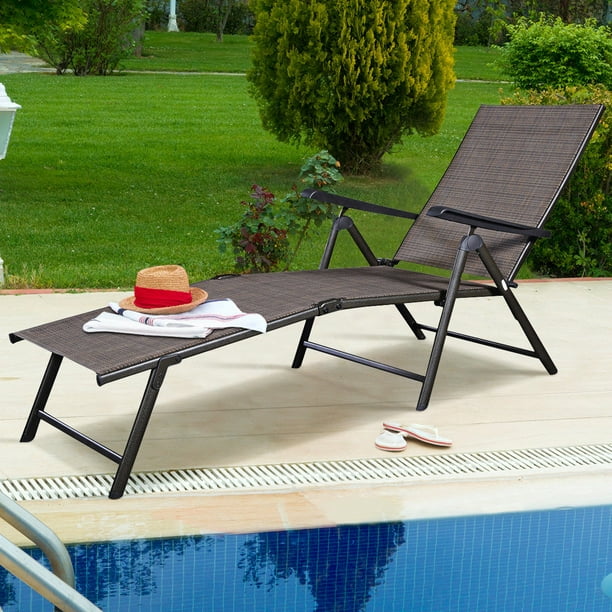 Costway Pool Chaise Lounge Chair Recliner Outdoor Patio Furniture Adjustable Walmart Com Walmart Com