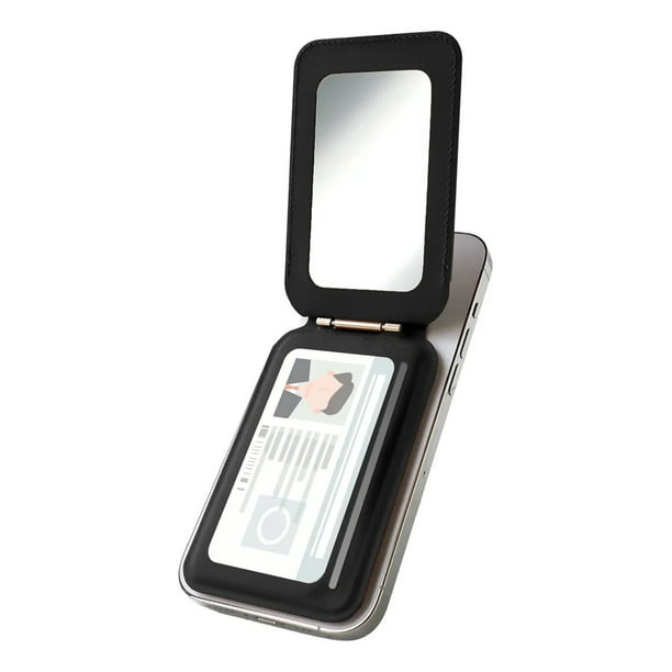 Wallet Cartera Magnetica Con Espejo Para Iphone Magsafe Negro