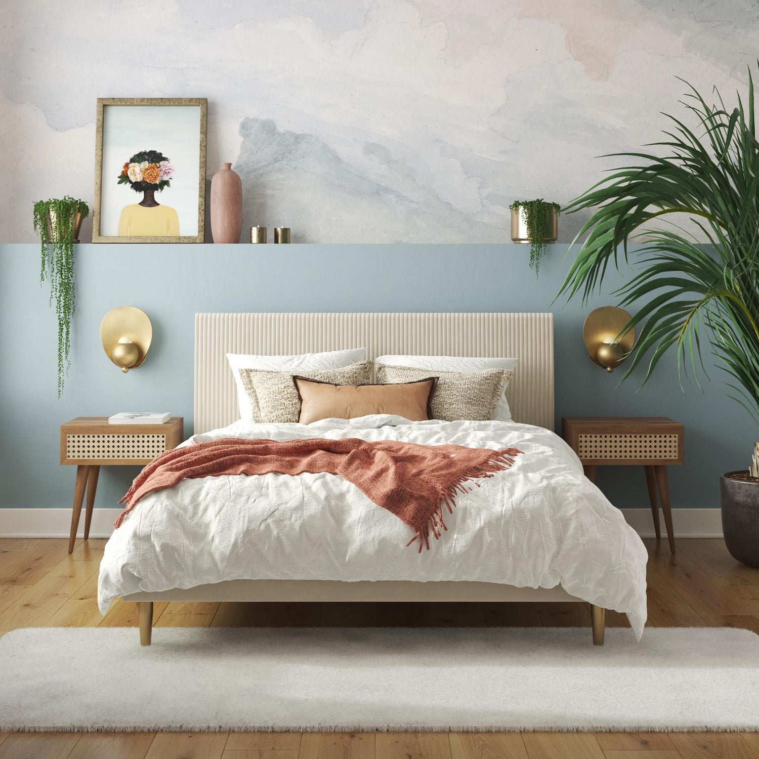 Mr. Kate Daphne Upholstered Bed, Full, Ivory Velvet