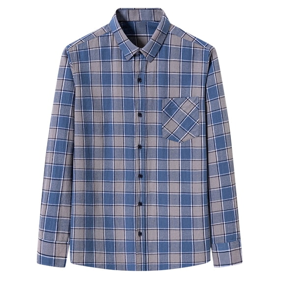Gpaecead Men's Transitional Weather Long Sleeve Button Down Slim Fit Shirts Business Casual Dress Shirt with Pocket L Navy