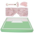 thumbnail image 1 of Almohadilla para ojos de cuarzo rosa, rodillo para masaje facial, tablero raspador, conjunto de Jade Natural, suministros hechos a mano, 1 of 8