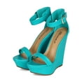 thumbnail image 5 of Breckelles CB04 Women Leatherette Single Band Ankle Strap Platform Wedge Sandal, 5 of 5
