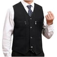 thumbnail image 3 of BiZtdJrK Mens Solid Fishing Vest Button Down V Neck Outdoor Waistcoat Sleeveless Hiking Camping Cargo Jackets with Zipper Pockets Black XXL, 3 of 5