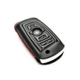 thumbnail image 3 of Vitodeco Genuine Leather Smart Key Fob Case Cover Protector Compatible for BMW 1, 3, 4, 5, 6, 7 Series, X1, X3, X4 - 4 Buttons, Black/Red, 3 of 5