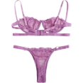 thumbnail image 2 of Conjunto de lencería sexy de 2 piezas con tirantes de encaje para mujer, conjunto de lencería push up Púrpura pastel G Púrpura pastel G Xishao ropa, 2 of 2