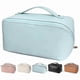 thumbnail image 1 of Large Capacity Waterproof Makeup Bag in Blue Pu Leather for Travel, 1 of 5