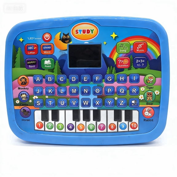 Kids Educational Learning Tablet Toy Interactive Toddler Computer with Piano Keyboard Screen-Free Ages 3 