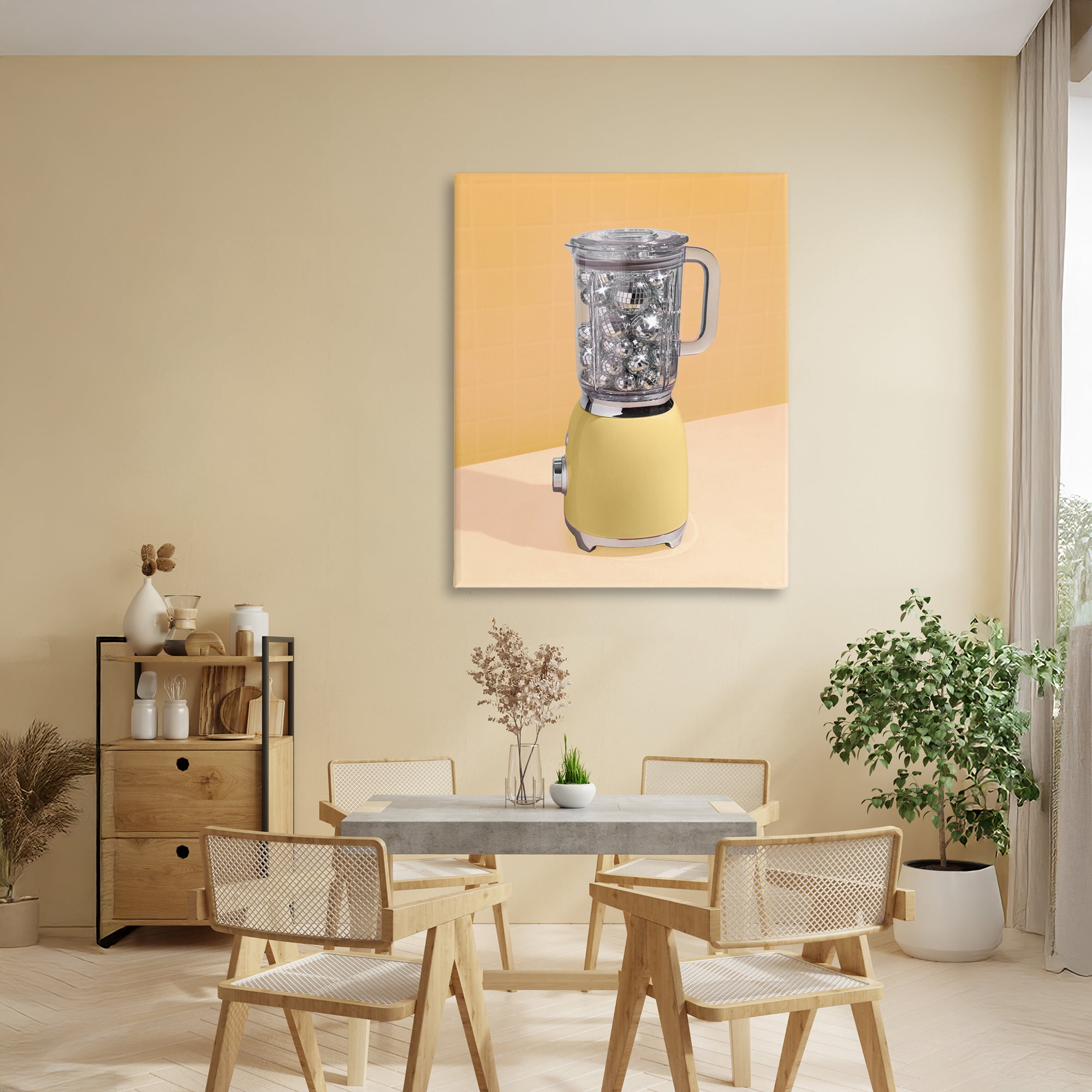 Stupell Industries Disco Drink Blender over Yellow Canvas Wall Art, design by LISH Creative