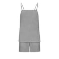 thumbnail image 7 of Htigea Women's Linen Two Piece Sets Breathable Adjustable Straps Camisole Sleeveless Tops and Shorts Casual Comfy Beach Travel Outfits Gray M, 7 of 7