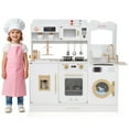 thumbnail image 1 of Gymax Play Kitchen for Kids w/ Stoves Light Sound Faucet Microwave Oven Coffee Machine White, 1 of 10