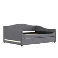 thumbnail image 4 of Harper & Bright Designs Full Size Daybed with Trundle, Teddy Fleece Full Upholstered Daybed Frame with Light, USB Ports and Sockets, Gray, 4 of 14