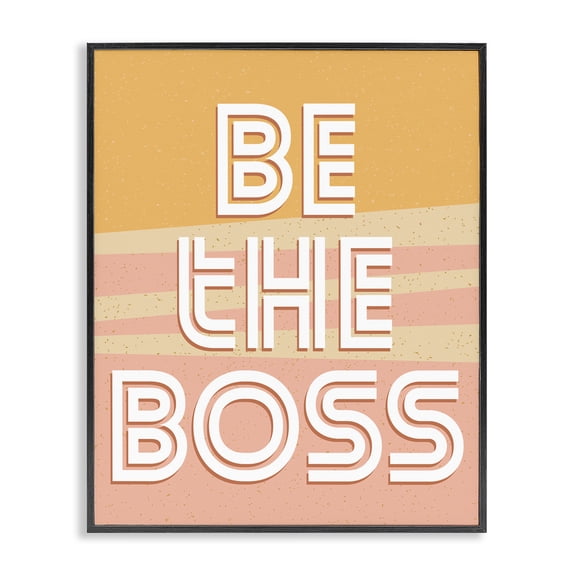 Stupell Industries Mid-Century Be The Boss Quote Pink Black Framed Giclee Art, 24 x 30, by Kim Allen