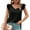 Black, variant on Idoravan Tank Tops for Women Women's Summer Solid V Neck Tank Top Pleated Ruffle Sleeve Top