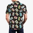 thumbnail image 5 of Vsdgher Colorful Retro Tape Print Men's Short Sleeve Stretch Polo Shirt, Moisture-Wicking Performance Polo Shirt, 5 of 8