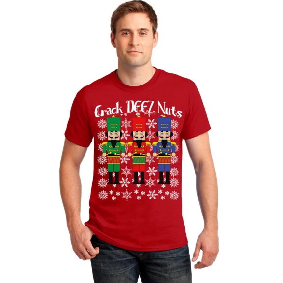 Crack Deez Nuts Christmas Men's T-shirt, S, Red