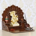 thumbnail image 2 of CAPIO ART Religious Wooden Wall Mounted Hanging Puja Temple Wood God Stand for Pooja Room Puja Mandir for Home Wall Office &Shop (Brown, Medium), 2 of 6