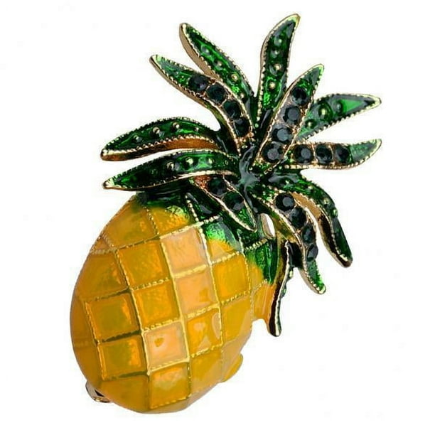 Paquete de 2 broches de piña esmaltados con diamantes de imitación Yuyangstore 2 piezas