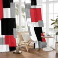 thumbnail image 4 of Rideaux Géométriques Noirs et Rouges Longueur Pièce Moderne 52l x 84h Pouces Blanc Gris Abstrait à Passe-Tringle pour Chambre Cuisine Salon Rideaux de Fenêtre 2 Panneaux, 4 of 5