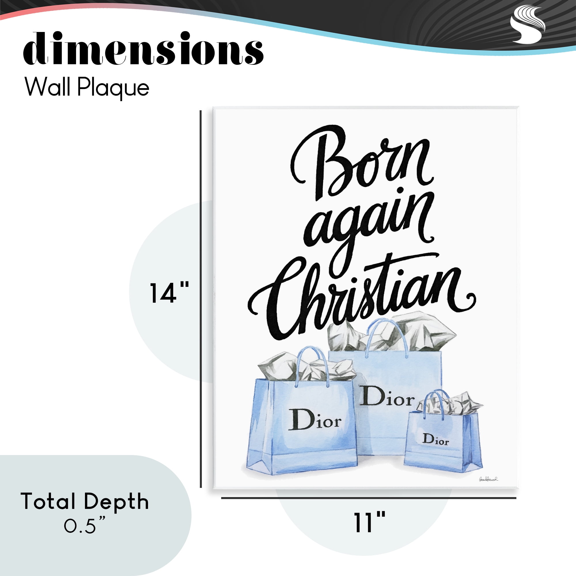 Glam Bags Born Again Christian Wall Plaque Art, design by Amanda Greenwood
