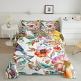 thumbnail image 2 of Erosebridal Watercolor Floral Bedding Sets King with Comforter, Rainbow Gradient Blossoms Flower Duvet Insert, Reversible 3pcs, 2 of 8