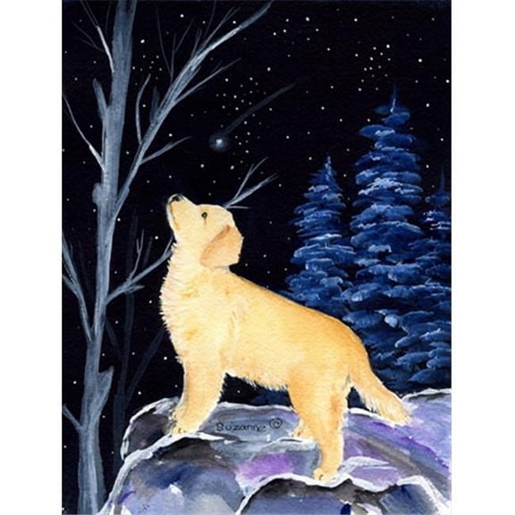 Starry Night Golden Retriever Canvas Flag - House Size, 28 x 40 in.
