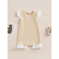 thumbnail image 2 of Coduop Toddler Baby Girls Cotton Romper Lace Fly Sleeve Buttons Casual Short Jumpsuit Playsuit, 2 of 7