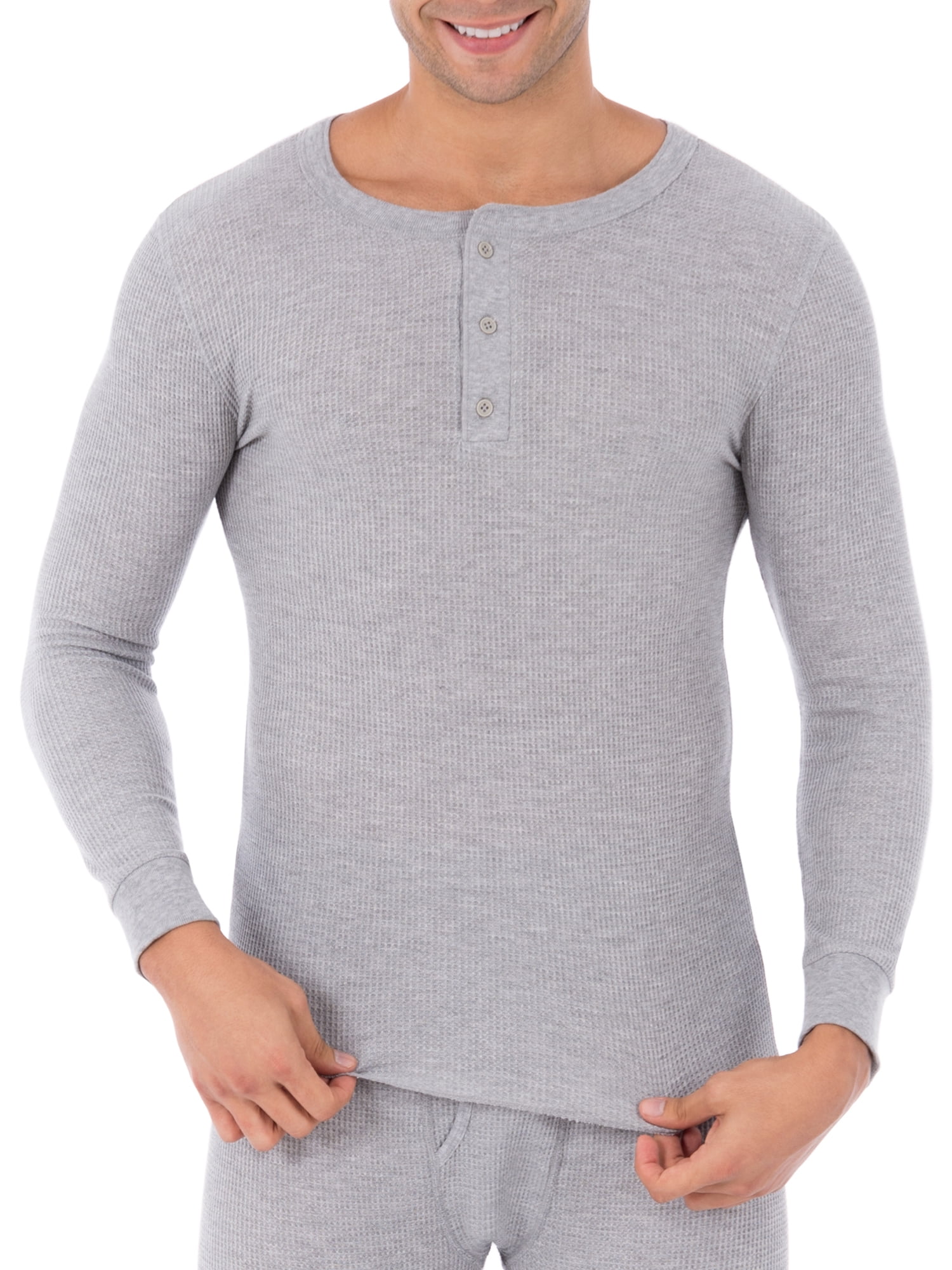Fruit of the Loom Men's Thermal Waffle Underwear Henley Top, Sizes S-5XL