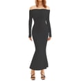 thumbnail image 2 of Vestido Largo Sin Tirantes Bowknot Bodycon Vestido largo Hombro Mujer Fiesta Clubwear Traje (Negro S) Cgtredaw Para estrenar, 2 of 9