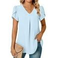 thumbnail image 2 of Fesfesfes Women's Shirts Women's Casual Sleeve Tops V-Neck Short Sleeve T- Cute Solid Summer Loose Blouses Tops Tee Shirts Womens S(US:4), 2 of 9