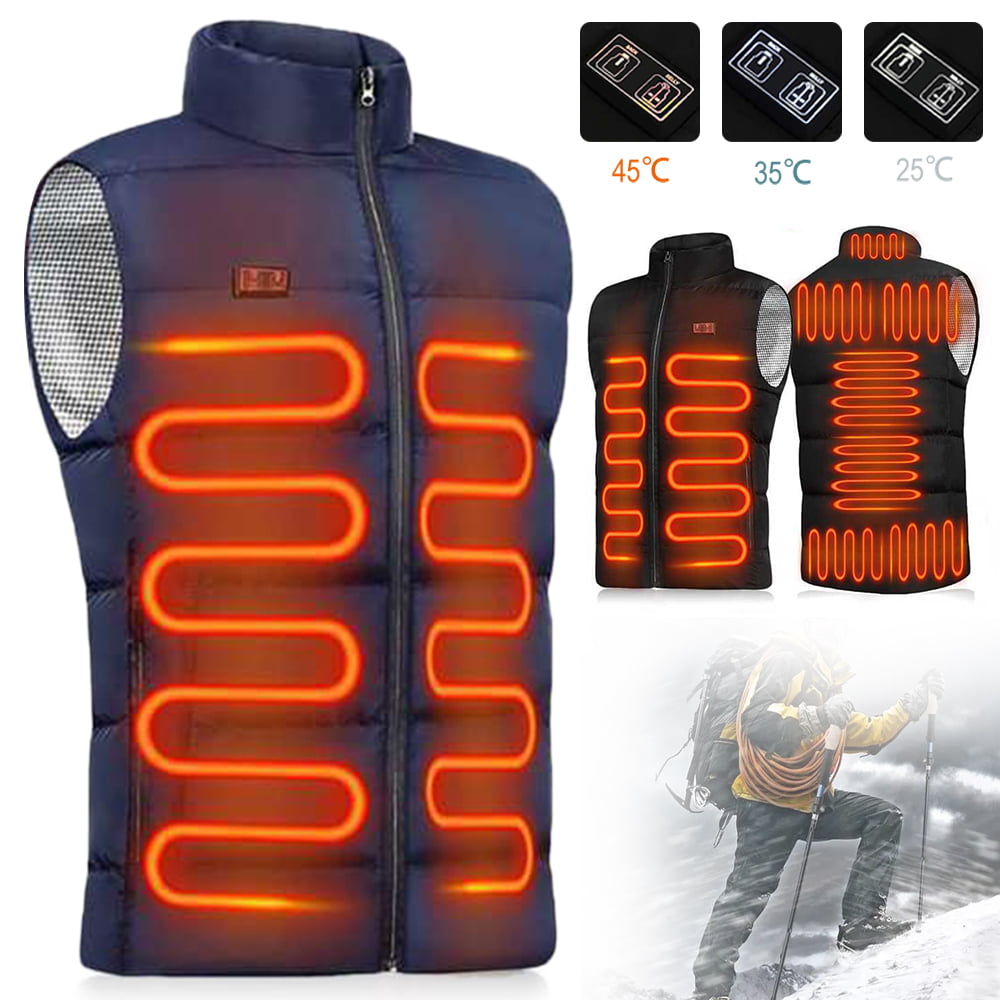 USB Electric Heated Warm Vest Men Women Rechargeable Heating Coat Jacket Skiing 
