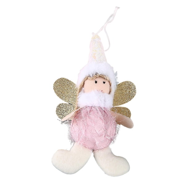 Farfi Navidad Ángel Felpa Muñeca Glitter Wing Sombrero De Felpa Trenza Dorada Cara Sonriente Regalos Diseño De Escena Precioso Colgante Navidad Niña Adorno Relleno Fiesta F
