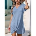 thumbnail image 2 of Swimsuit Cover Ups for Women Short Sleeve Bathing Suit Casual Bikini Swimwear Beach Cover Up Dress S-XXL Light Blue S, 2 of 6