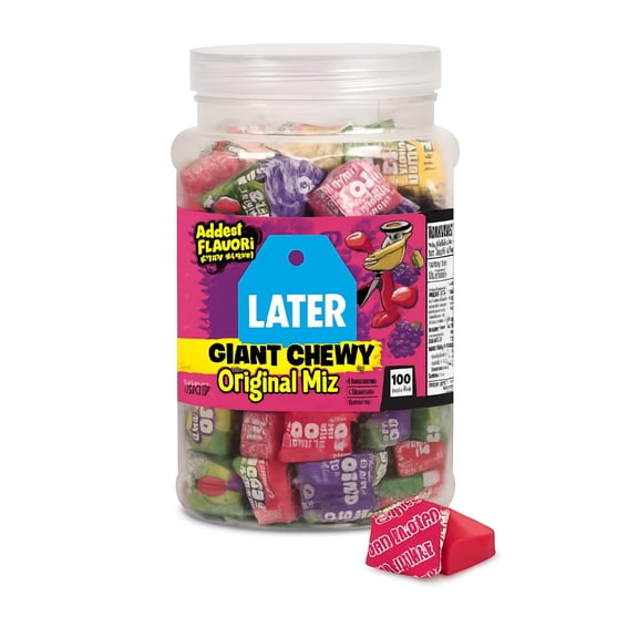 Giant Chewy Original Mix Candy, Mixed Fruit Chew Candy, 38 Ounce Tub 51901