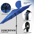 thumbnail image 4 of SUNCROWN 6-Piece Outdoor Dining Set Metal Swivel Cushioned Chairs Patio Furniture Sets with Steel Slat Bistro Table with a Bonus Umbrella for Backyard, Lawn, Garden（Dark Blue）, 4 of 9