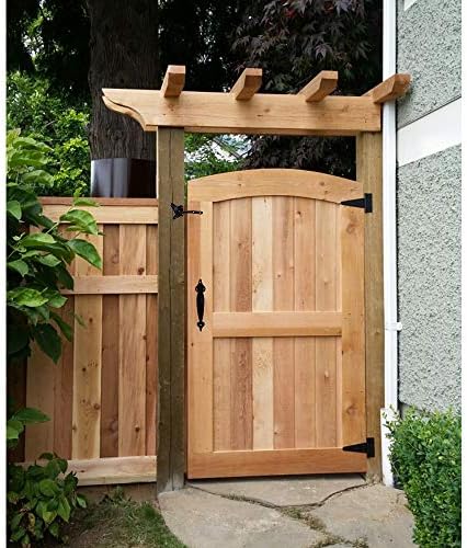 Gate Hardware Kit Heavy Duty,with Self Locking Gate Latch,6 inch T Strap Gate Hinges and 10 inch Gate Door Handle Pull,Shed Door Hardware Set for Wooden Vinyl Fence,Gate,Farm,Garden,Black Finish