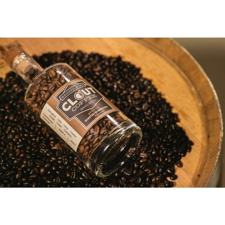 Whisky Barrel Aged Coffee, Dark Roast, Whole Bean Coffee - Gift Bottle