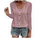 thumbnail image 2 of ICHUANYI Clearance Fashion Women's Button Round-Neck Long Sleeve Casual T-shirt Blouse(Pink, L) ICHUANYI WER2023080801326, 2 of 6