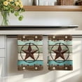 thumbnail image 4 of Dish Towels, Farmhouse Absorbent Kitchen Towels 1 PC, Wood Texture Barn Star Microfiber Hand Towels Dish Cloths Tea Towels for Home&nbsp; Bathroom,18X28-Inch, Brown Turquoise, 4 of 6